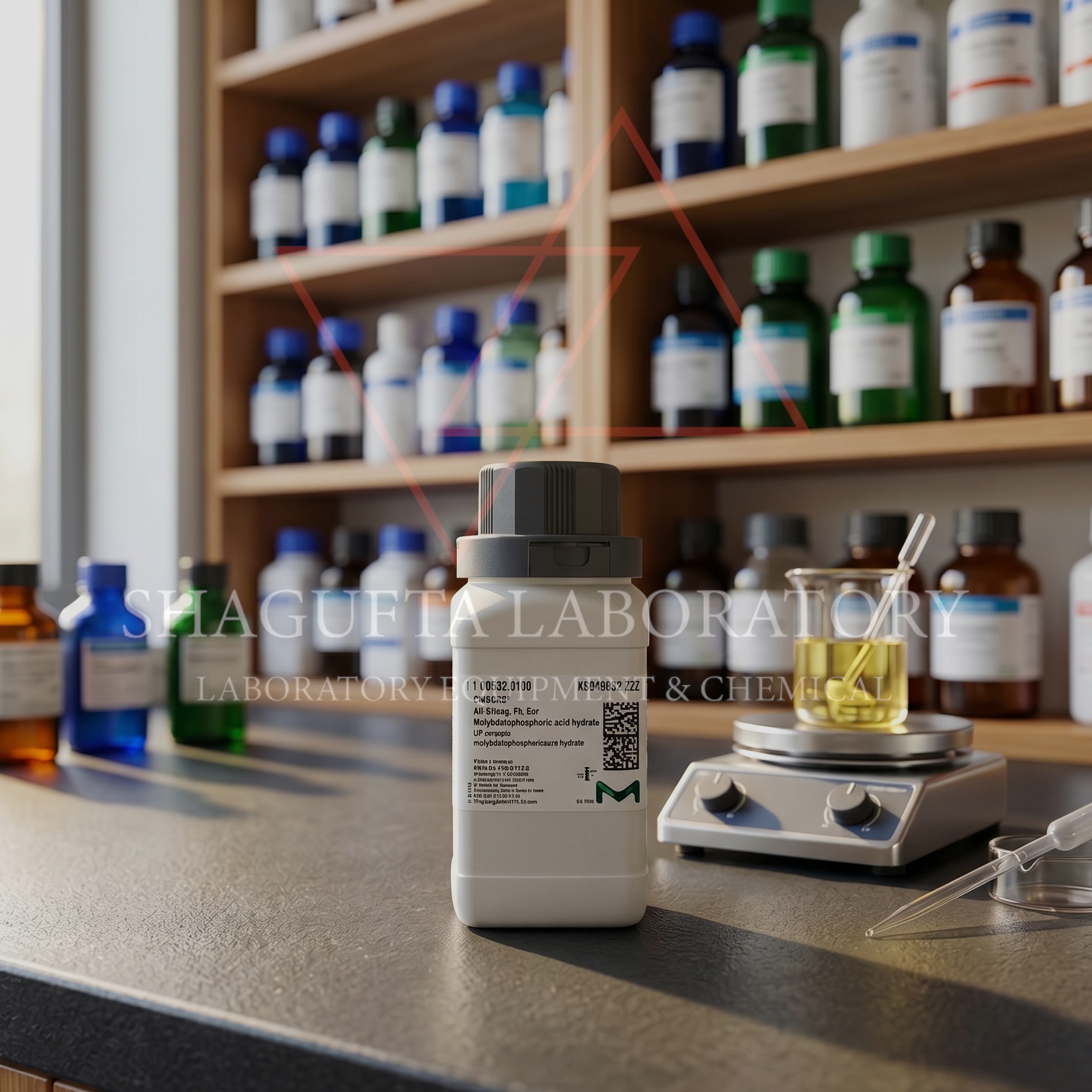 Molybdophosphoric Acid Hydrate EMSURE Merck 100g adalah bahan kimia analytical grade berkualitas tinggi untuk kebutuhan analisis laboratorium, penelitian, quality control, reagent analitik, dan aplikasi kimia profesional. Cocok digunakan untuk laboratorium pendidikan, industri, farmasi, dan institusi penelitian.