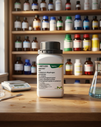 Potassium Dihydrogen Phosphate EMSURE® ISO 104873 ukuran 250g dari Supelco Merck merupakan bahan kimia laboratorium berkualitas tinggi untuk kebutuhan buffer, analisis kimia, quality control, penelitian, dan aplikasi laboratorium profesional.