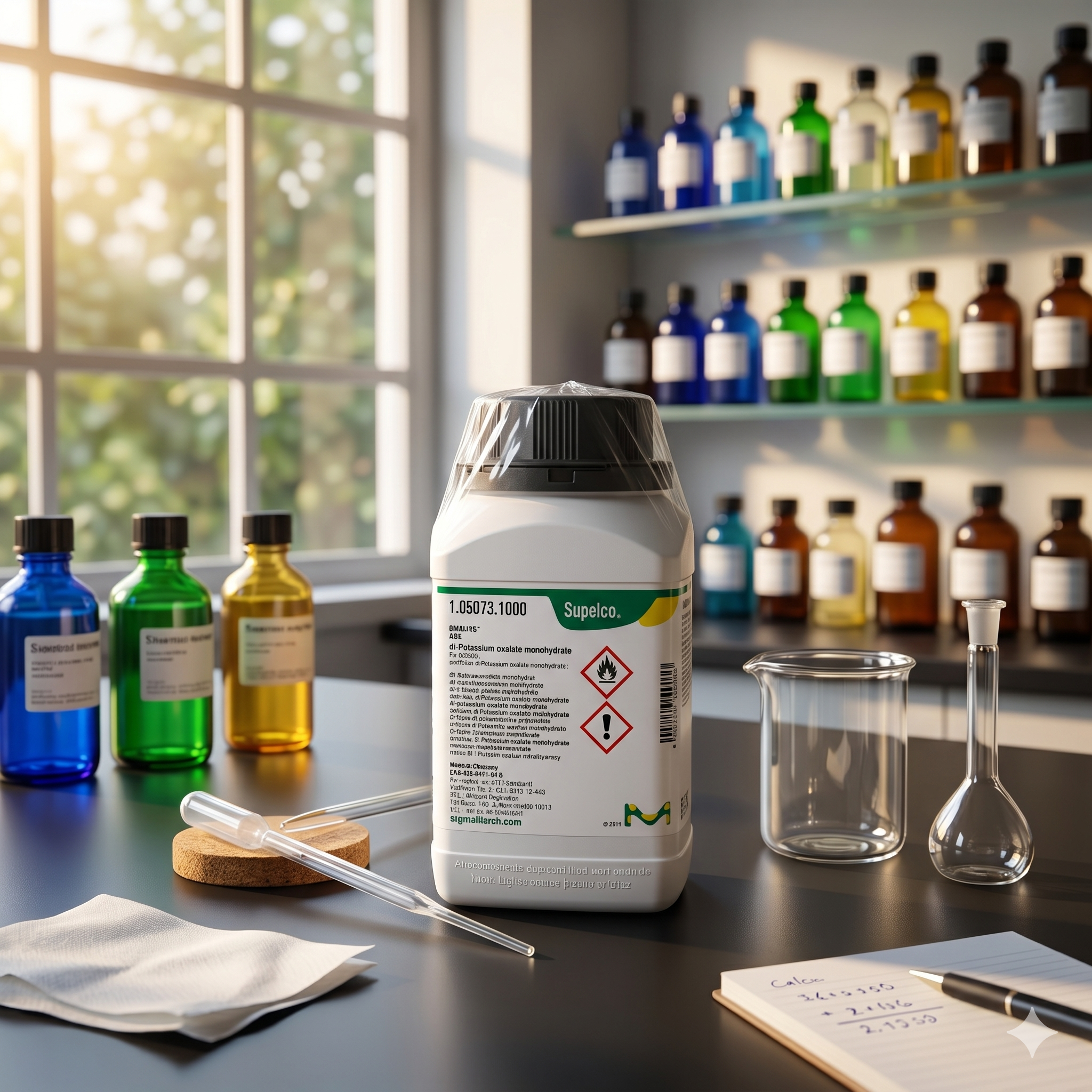 Di-Potassium Oxalate Monohydrate ACS Merck Supelco 105073 adalah bahan kimia analytical grade berkualitas tinggi untuk kebutuhan laboratorium, penelitian, quality control (QC), pendidikan, dan aplikasi industri. Memenuhi standar ACS reagent sehingga cocok digunakan untuk analisis kimia, preparasi reagen, dan aplikasi laboratorium profesional.