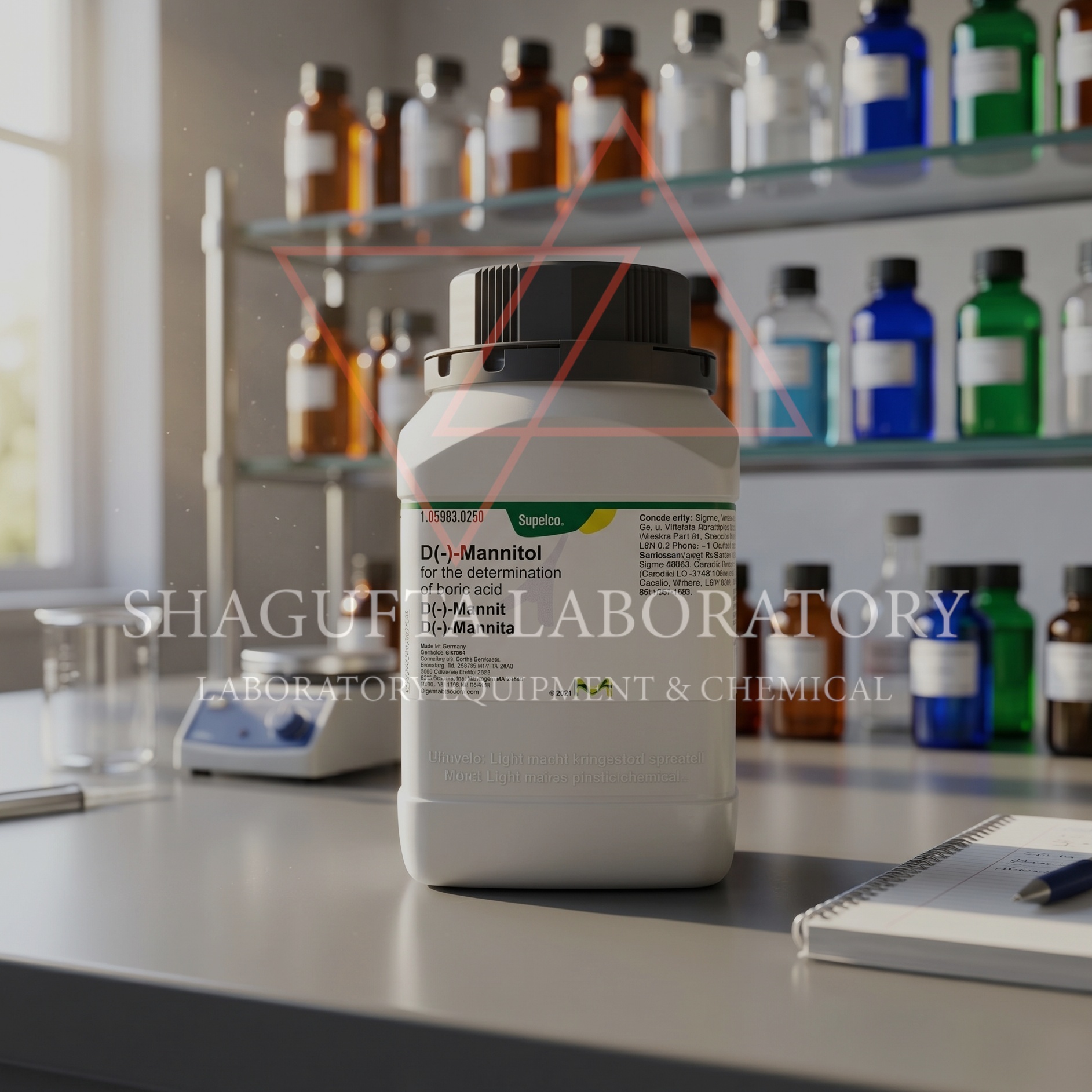 D(-)-Mannitol Supelco untuk penentuan asam borat merupakan reagen laboratorium analytical grade berkualitas tinggi yang dirancang untuk kebutuhan analisis kimia, quality control, penelitian, pendidikan, dan aplikasi laboratorium profesional.