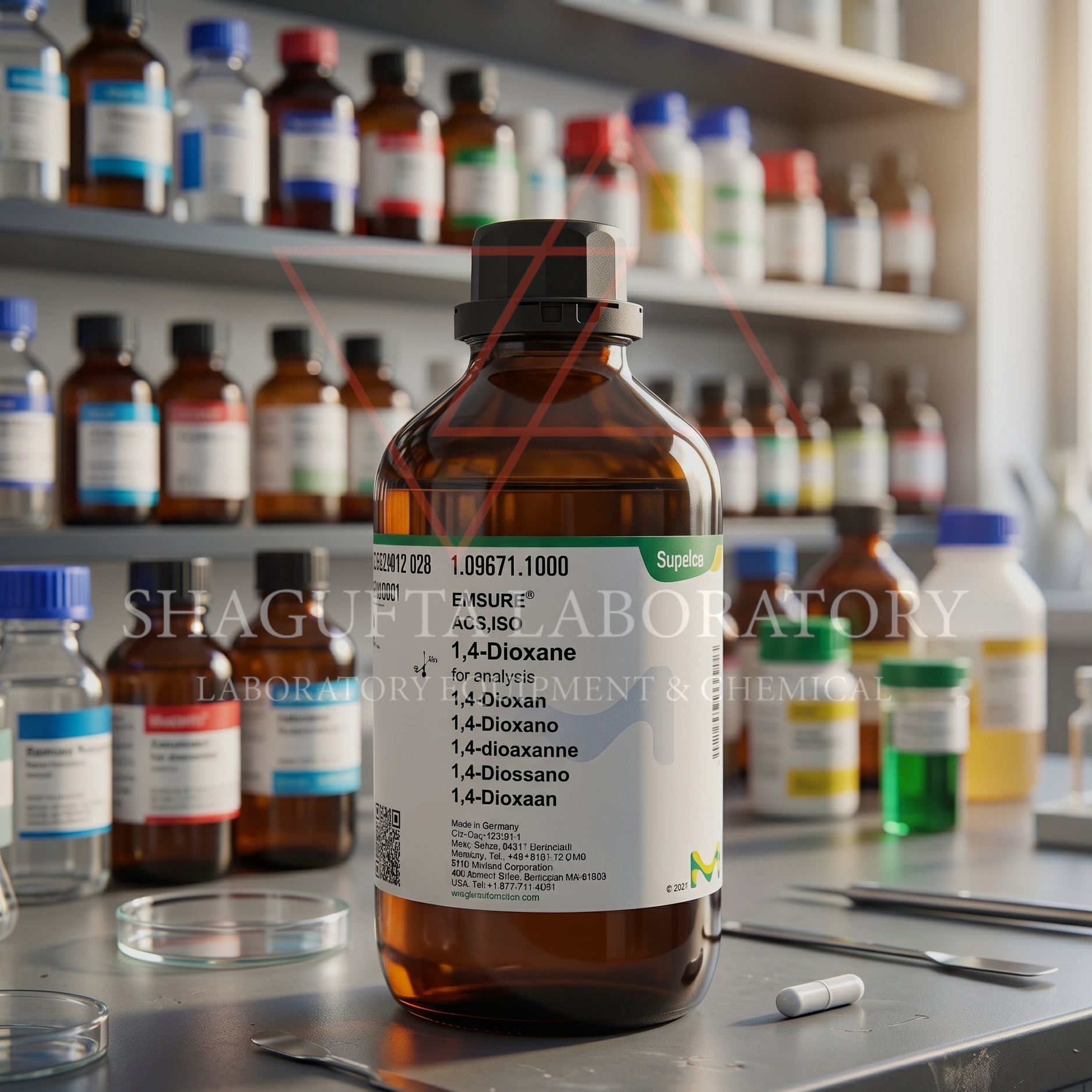 EMSURE 1,4-Dioxane 1096711000 Merck ACS ISO for Analysis 1L – Reagent Grade Laboratory Chemical