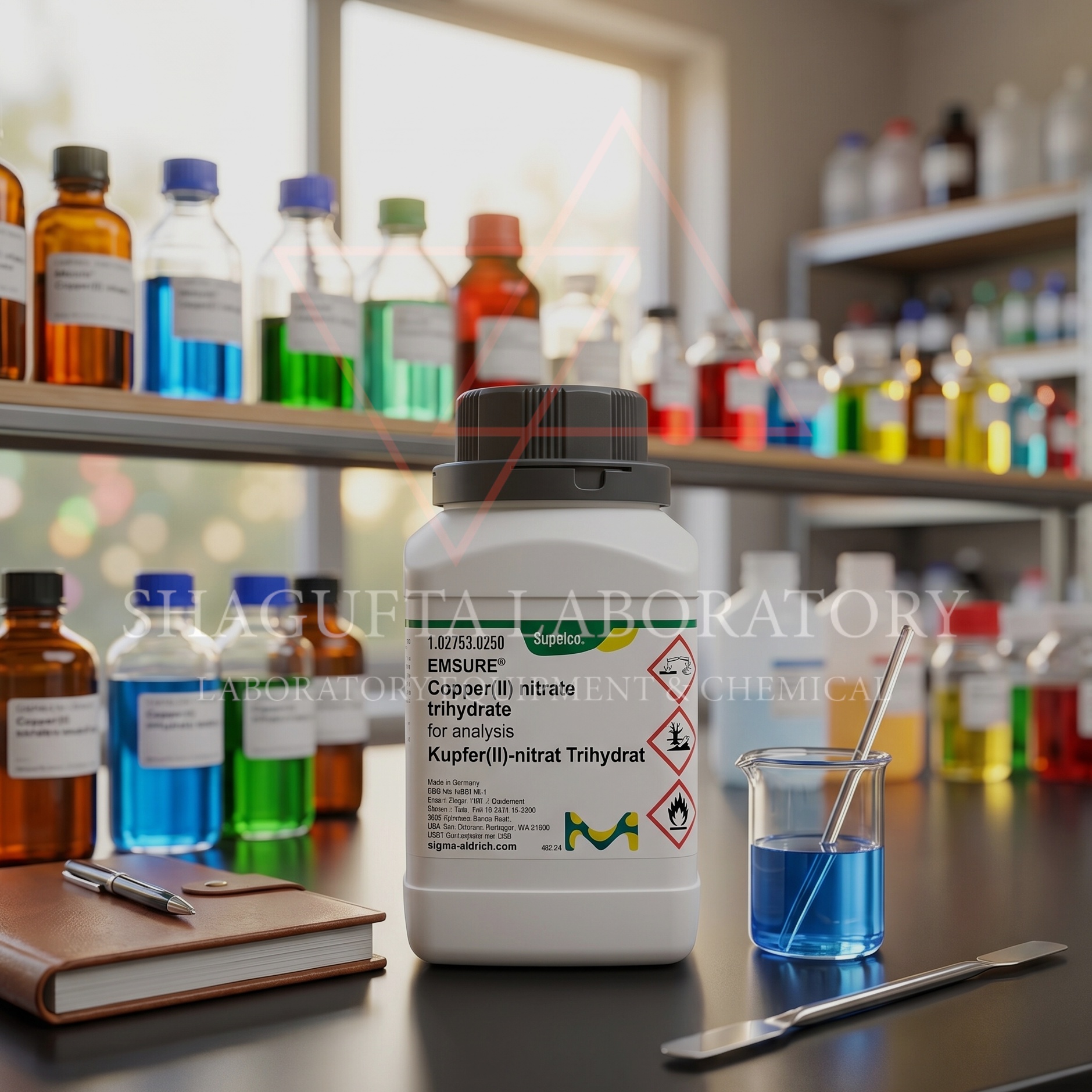 Copper(II) Nitrate Trihydrate EMSURE® Merck Supelco adalah bahan kimia analytical grade berkualitas tinggi untuk kebutuhan laboratorium, penelitian, quality control, pendidikan, dan aplikasi industri. Produk ini memiliki tingkat kemurnian tinggi dan cocok digunakan untuk analisis, sintesis kimia, preparasi reagen, serta penelitian material.
