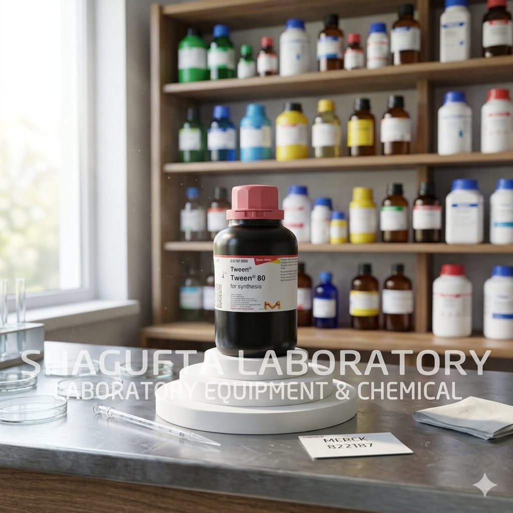 Tween® 80 for Synthesis atau Polysorbate 80 merupakan surfaktan dan emulsifier laboratory grade berkualitas tinggi untuk kebutuhan sintesis, penelitian, formulasi, quality control, pendidikan, dan aplikasi industri. Cocok digunakan pada laboratorium kimia, farmasi, kosmetik, dan penelitian.