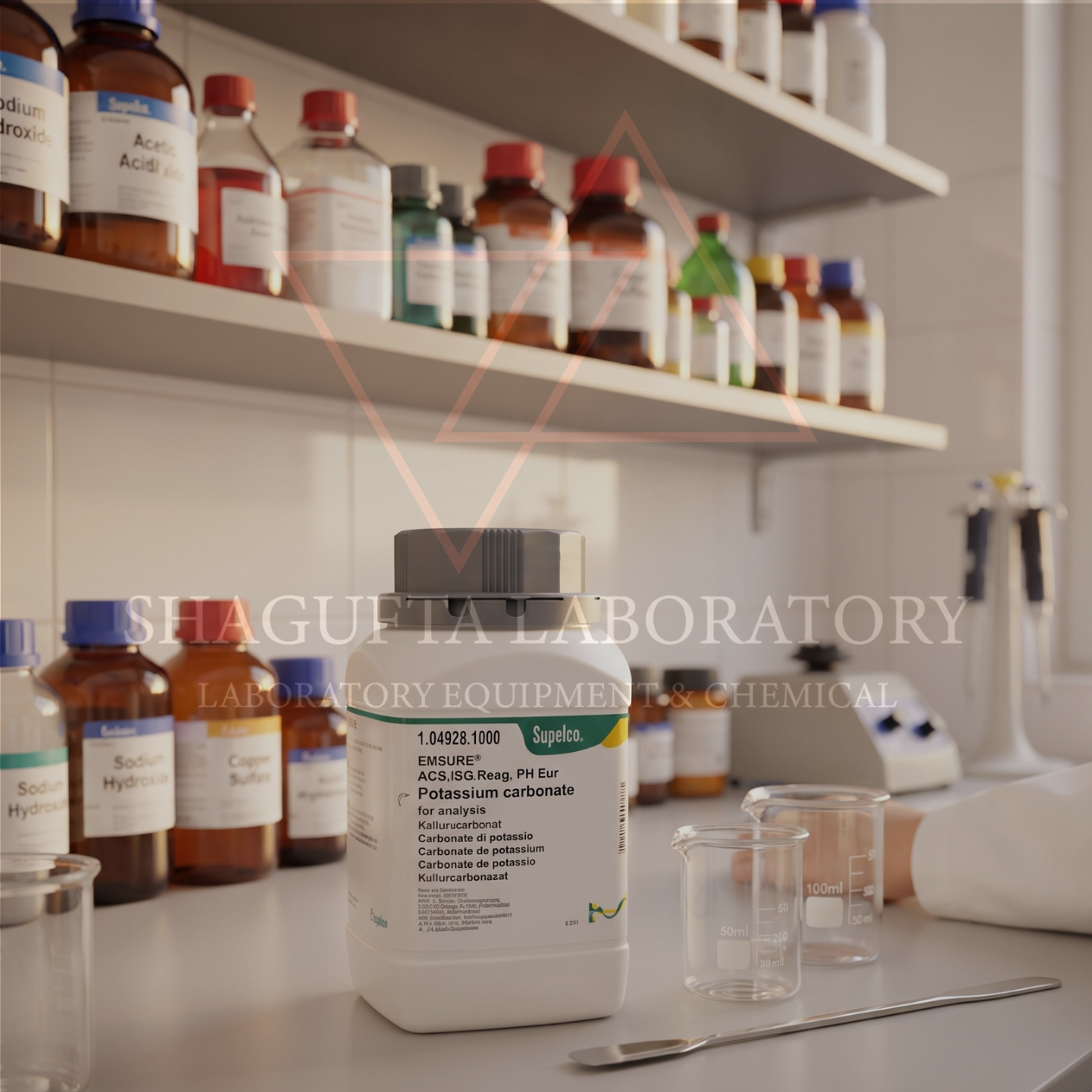 Potassium Carbonate ACS ISO Reag. Ph Eur – Kalium Karbonat MERCK POR ANALIS 104928 20GR (REPACK)