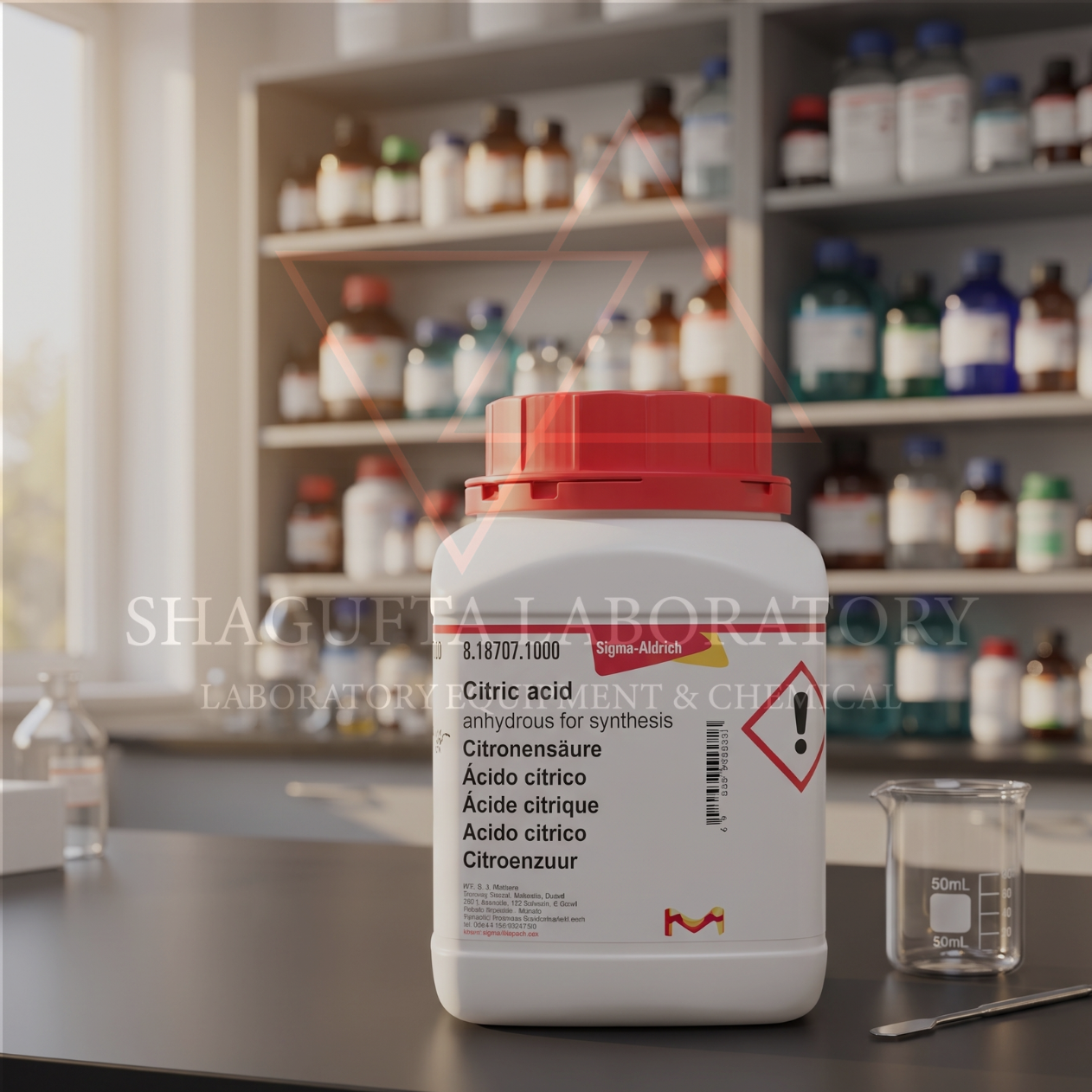 Merck 818707 Citric Acid Anhydrous 1kg Grade for Synthesis – Asam Sitrat Anhidrat / 2-Hydroxypropane-1,2,3-tricarboxylic Acid (C₆H₈O₇)